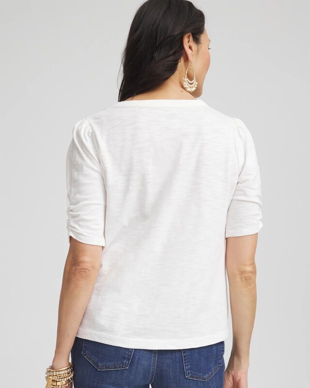 Shirred-Sleeve Henley Tee - image 3